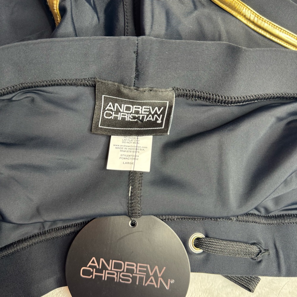 Andrew Christian Black and Gold Swim Trunks Sleek Design - Picture 5 of 5